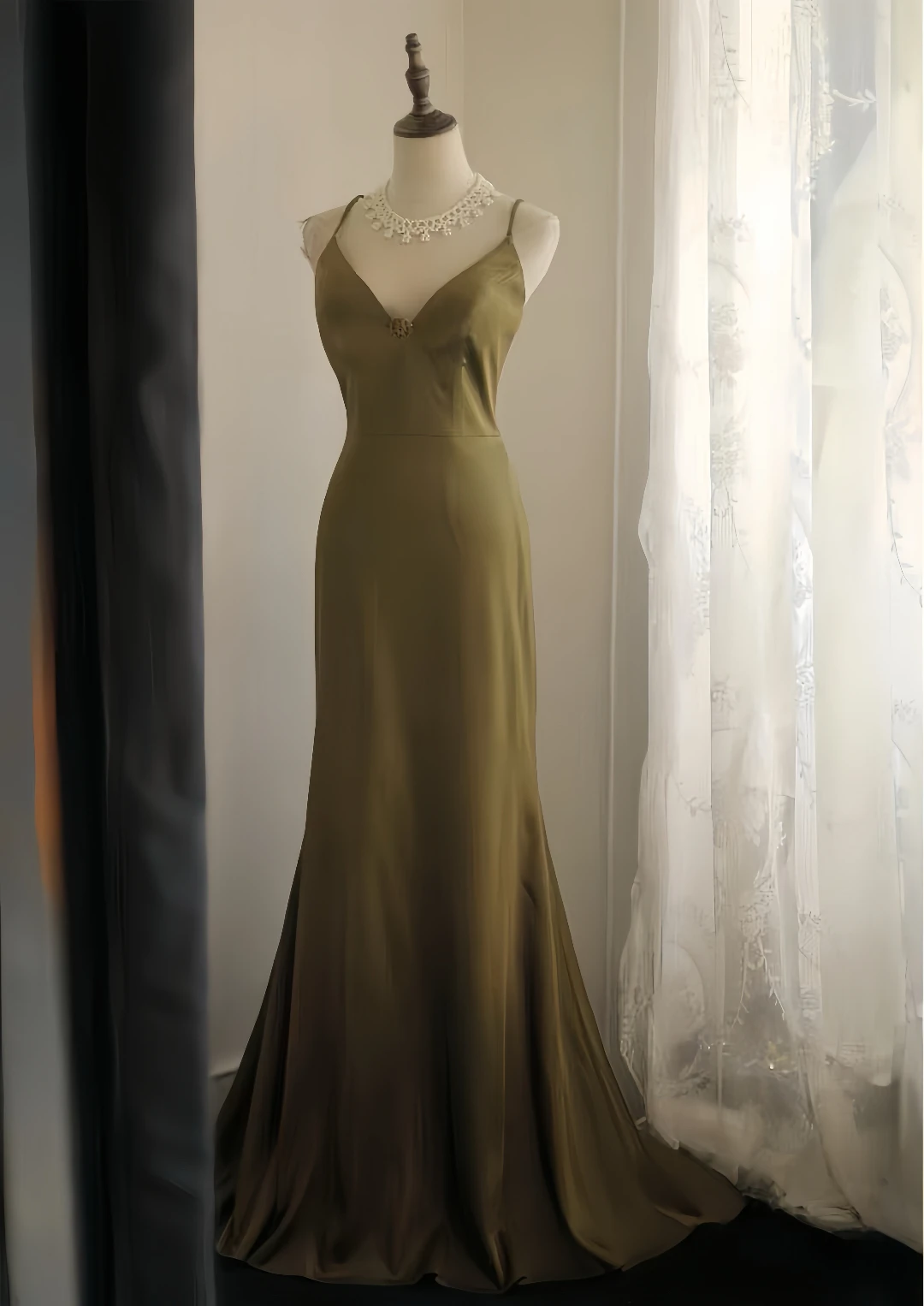 فساتين سهرة مثيرة على شكل حرف v حورية البحر طول الأرض من الساتان الحريري بدون ظهر مطوي للنساء فساتين حفلات الكوكتيل الطويلة لحفلات الزفاف #1