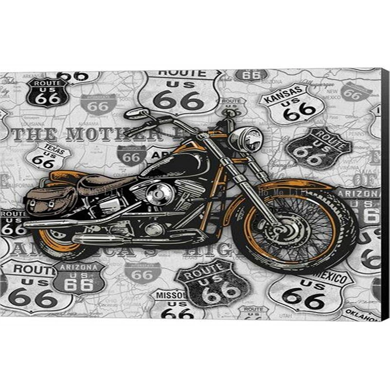 Vintage Motorbike Logo Pin Up Girls Motor On Route 66 Dirt-proof Rectangular Tablecloth By Ho Me Lili For Tabletop Decor