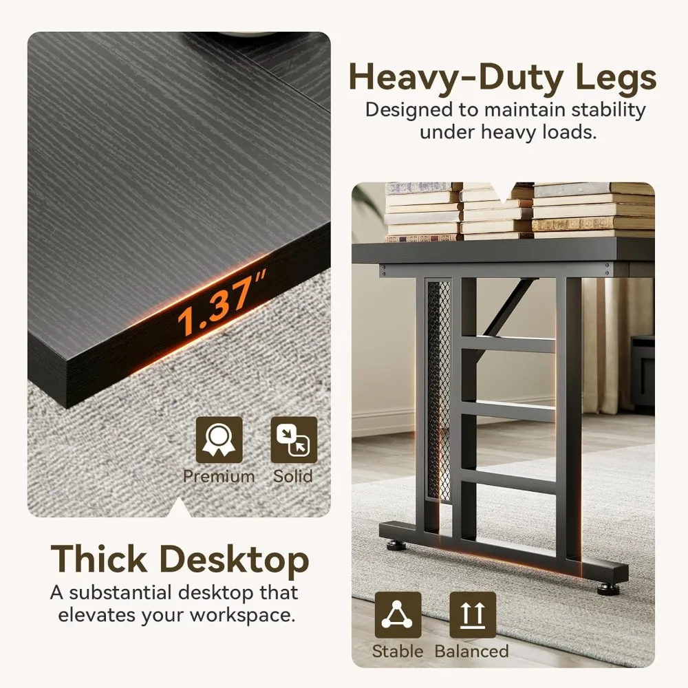 مكتب تنفيذي مقاس 71 بوصة مع منافذ USB، ومكتب مكتب كمبيوتر، وطاولة كتابة حديثة كبيرة، وأثاث أعمال لمحطة العمل #5