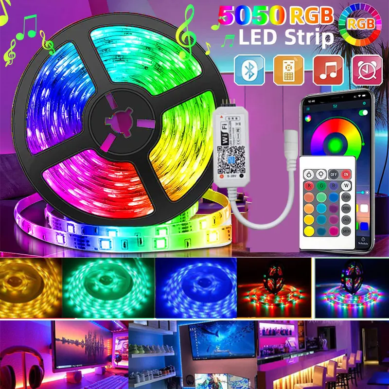 Waterproof Outdoor Led Strip 12V Smart Led Tape 15 Meters Alexa Rgb 2835 5050 Wifi Rgb Led Ribbon Christmas Lamps Ice String