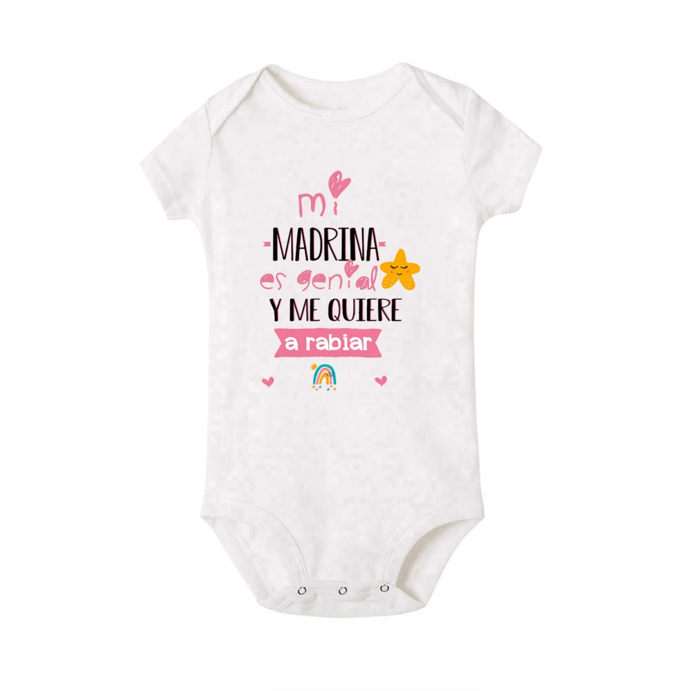 My Godmother Is Great and She Loves Me Like Crazy Printed Baby Romper Cute Infant Jumpsuit Funny Newborn Short Sleeve Bodysuits