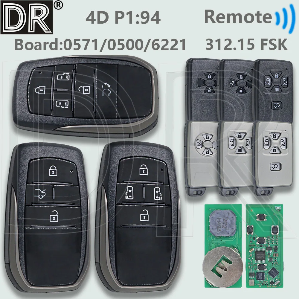 

DR 312.35 FSK 4D чип P1:94 плата: 6221/0500/0571 автомобильный дистанционный ключ для Toyota Alphard Vellfire Sienna Estima Previa Voxy Noah