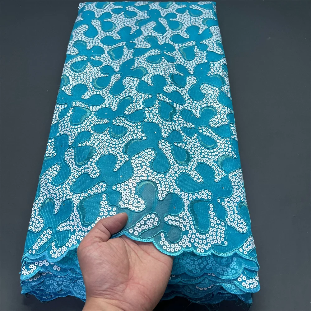 

2025 African Nigerian High-Quality Lace Fabric Embroidered Tulle Net Cloth for Wedding Gowns Elegant Bridal Dress Material 5Yard