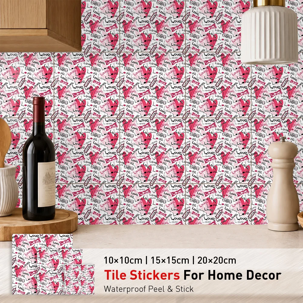 High Heel Tile Stickers Waterproof Peel and Stick Self Adhesive Oil Proof Backsplash Decals Floral Wallpaper for Glamour Decor