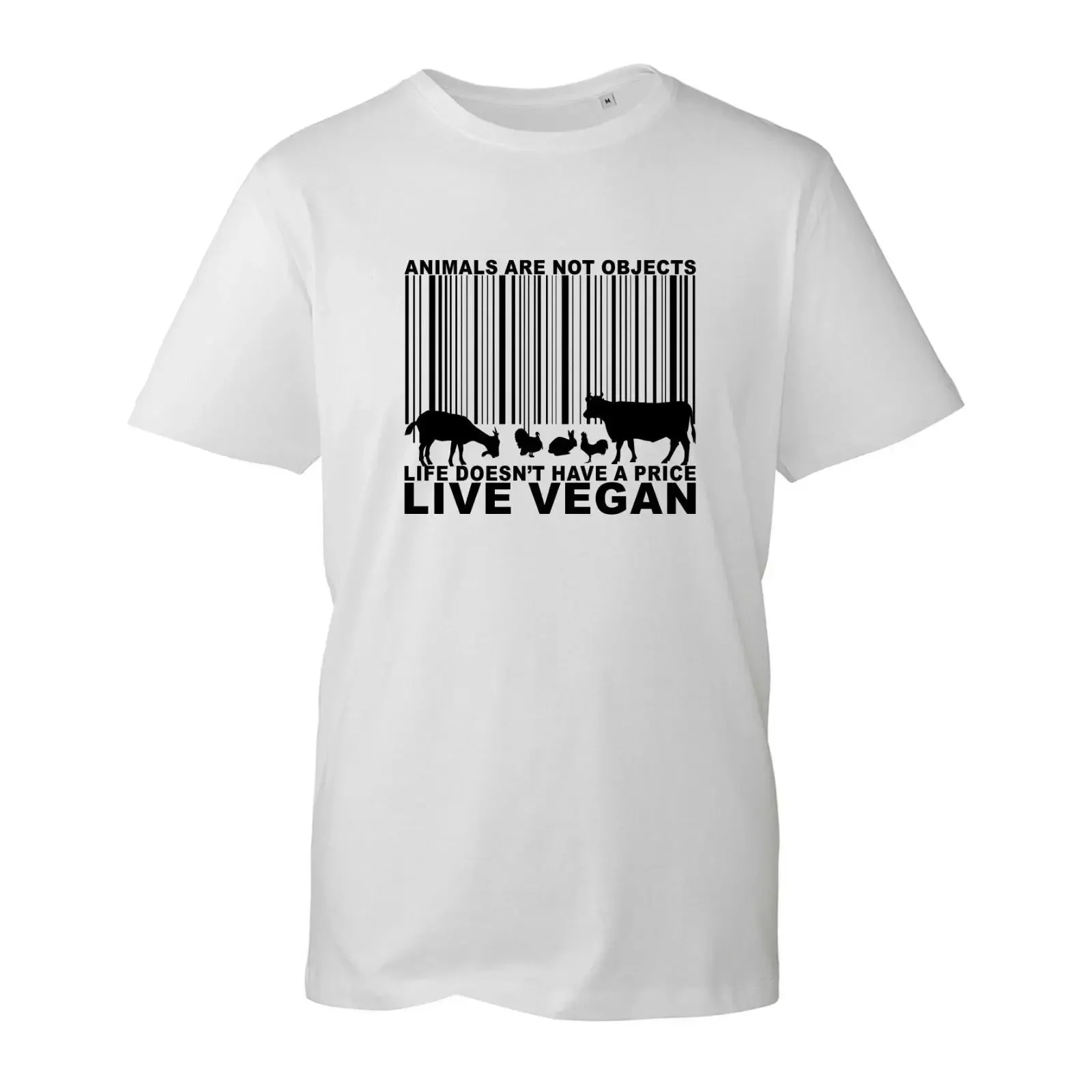 Tiere sind keine Objekte, Leben hat keinen Preis. Live Vegan T-Shirt, Vintage-Waschung, lässig, dehnbar, modisch, Unisex, vielseitig.