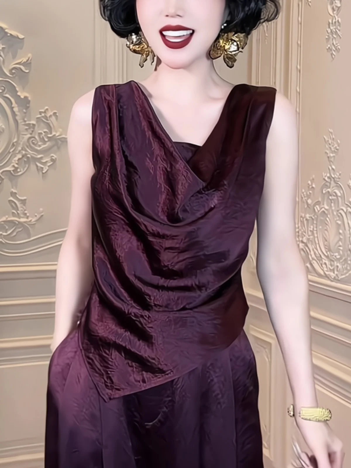 

Gtuq Уникальный асимметричный топ-жилет винного цвета для женщин, летний, простой, модный, в корейском стиле, для повседневной носки