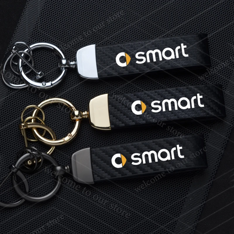 Para Fortwo EQ Cabrio Forfour Preis W453 W451 Logo emblema coche fibra de carbono cuero llavero de aleación de Zinc llavero de microfibra