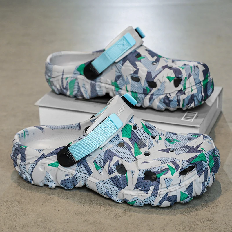 Men\'s Platform Sandals Summer Slippers Fashion Non-slip Beach Hole Sandals 2026 Summer Men Open Toe Buckle Shoes