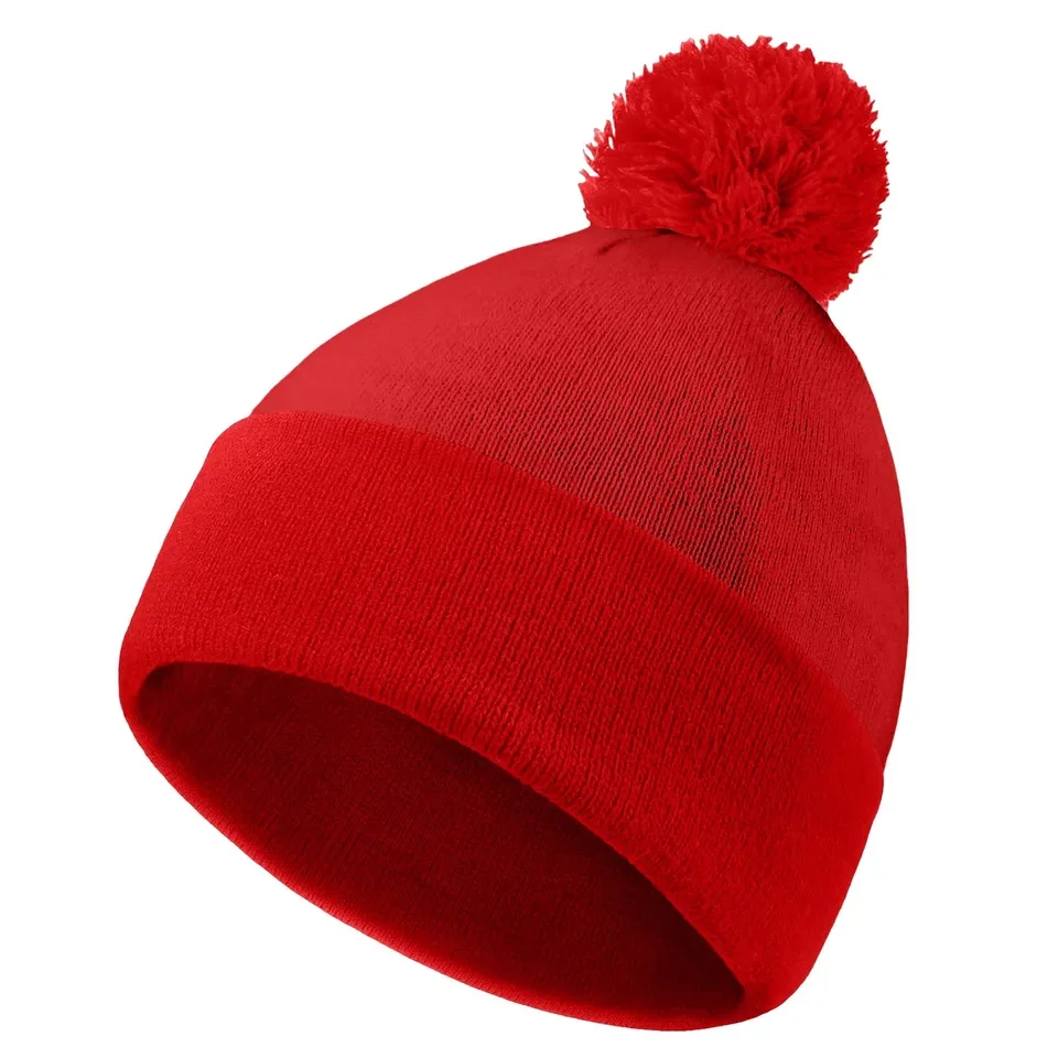 Red White Hat Christmas Cuff Knit Hat With A Yarn Bobble The Hat Top Ear Cap Winter
