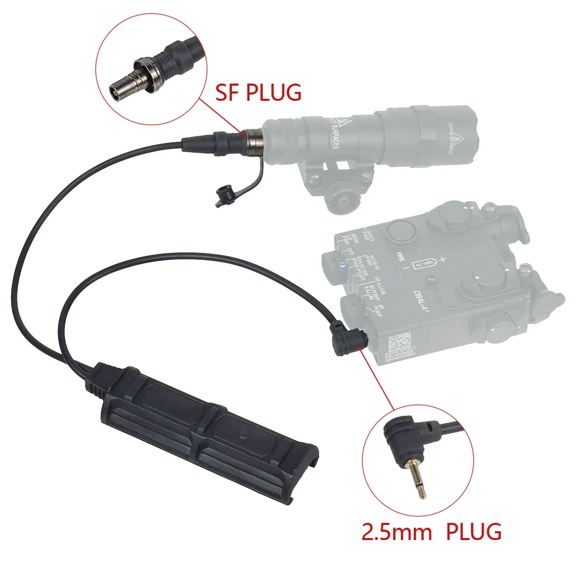 Tactical PEQ 15 Remote Dual Switch 2 Plug Pressure Pad Switch For PEQ M3X DBAL M300 M600 Hunting Airsoft Flashlight Button