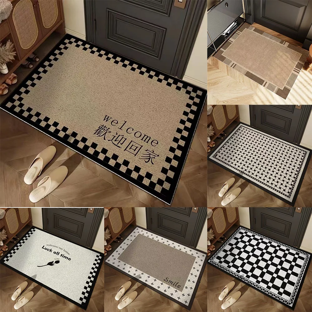 Elegant Welcome Doormat Non-Slip Entrance Rug with Black Stripe for Front Door Home Decor Floor Mat Housewarming Gift Idea