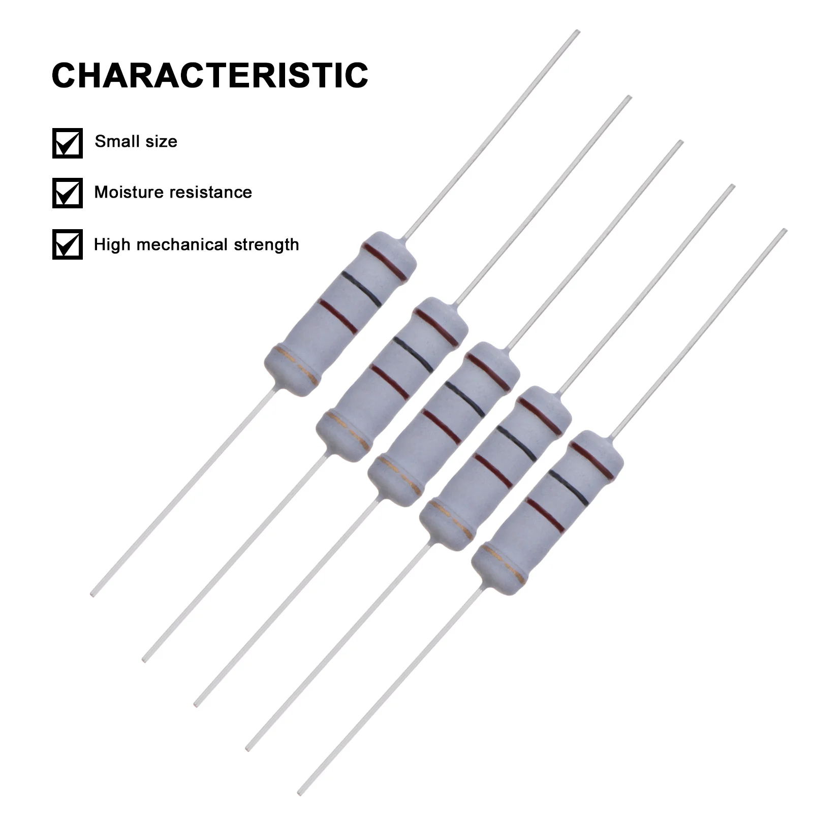 100 Uds resistencia de película de carbono 5% tolerancia 4 bandas Ohm para proyectos electrónicos DIY experimentos de plomo axial