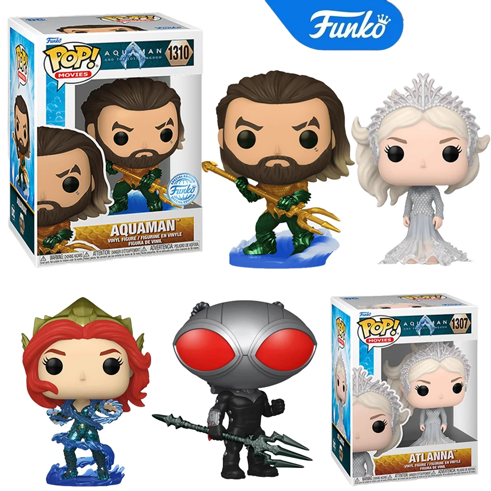 Funko Pop Aquaman 2 Figures Kawaii Mera Black Manta The Lost Kingdom Figure Vinyl Model Toy Doll Collect Desktop Decoration Gift