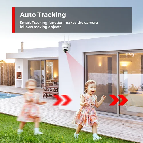 Imagen 2 del producto Cámara Wifi de 4MP para exteriores, cámara IP PTZ de seguridad HD 2K, detección automática AI, seguimiento interior, cámara de vigilancia nocturna a Color para bebés ICSee