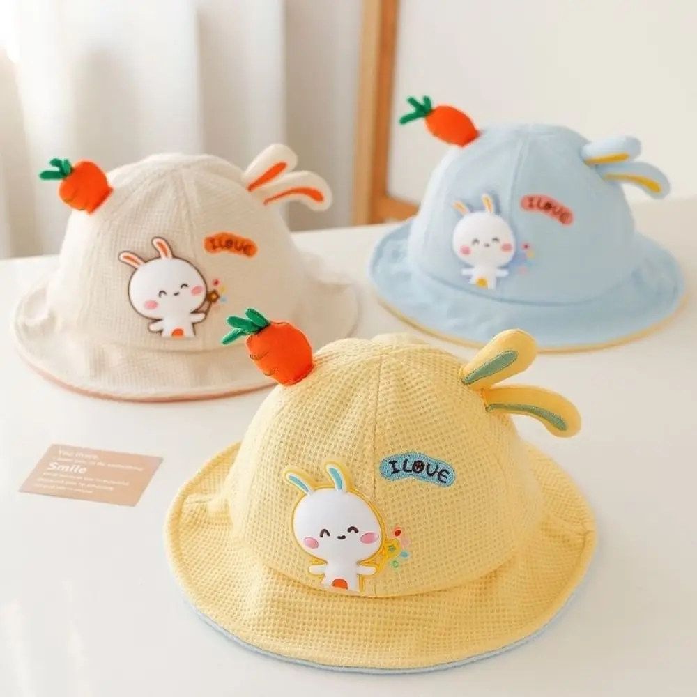 Fashion Cute Rabbit Fisherman Caps Cotton Cartoon Bucket Hats Outdoor Adjustable Baby Hat