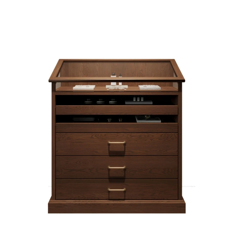 

Fashion medieval multi-layer glass display cabinet, jewelry silver jewelry store against the wall Multifunctional