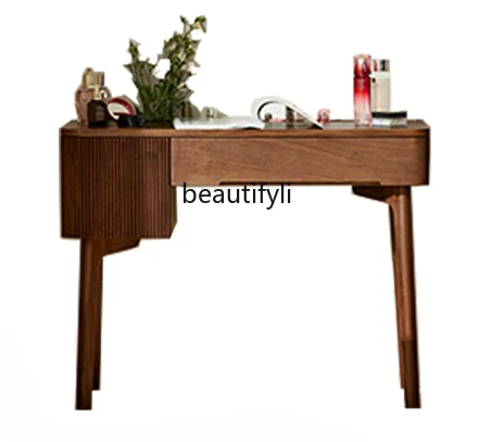 

Nordic Solid Wood Light Luxury Dresser Modern Minimalist Bedroom Small Apartment Retro Makeup Table