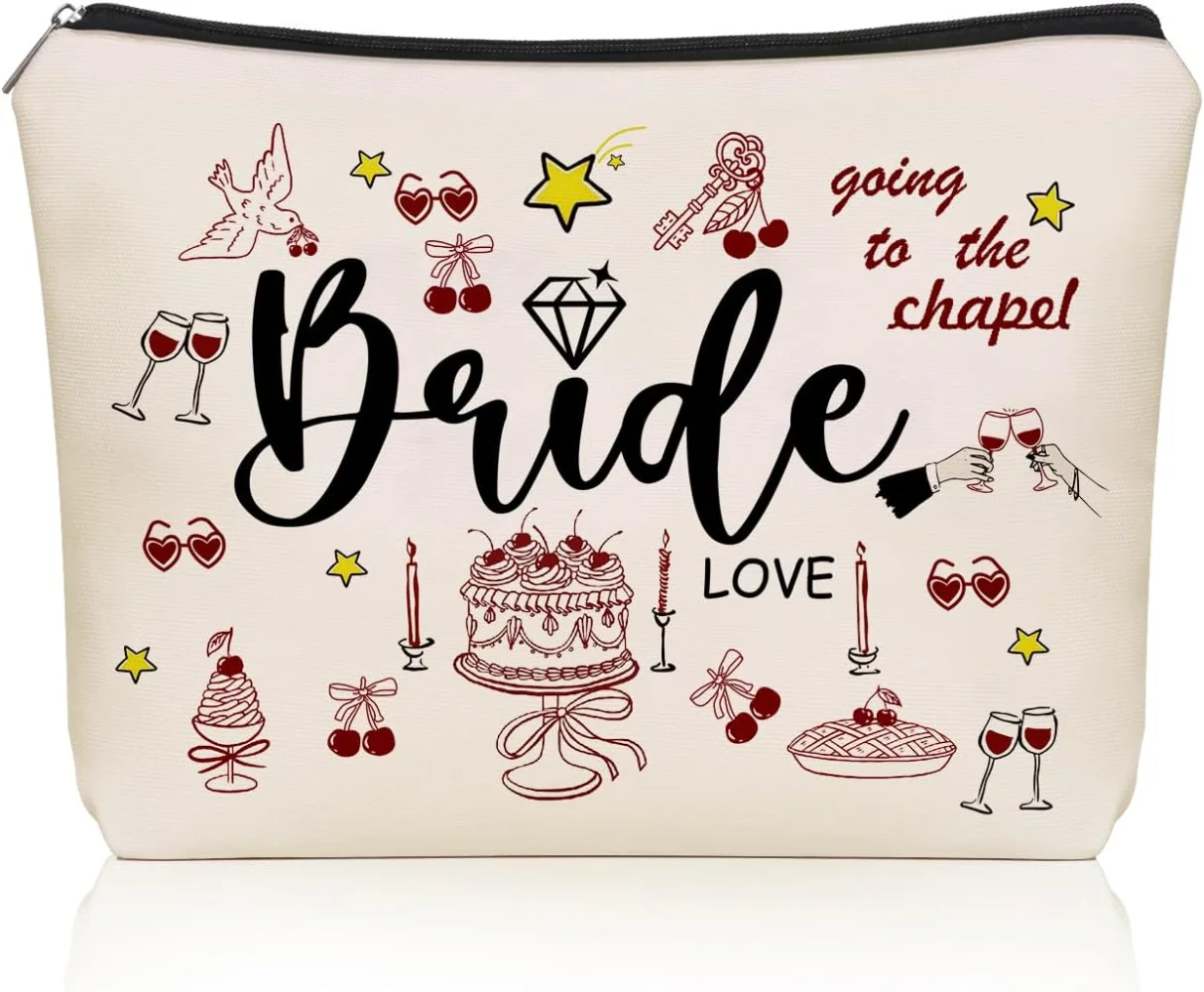 Make-up-Tasche für Hochzeiten und Brautpartys, tragbare Reisetasche für Kosmetikartikel, Aufbewahrungstasche, ein schönes Geschenk für die Braut, die Brautjungfern oder für eine Verlobungsfeier. – Detail 1