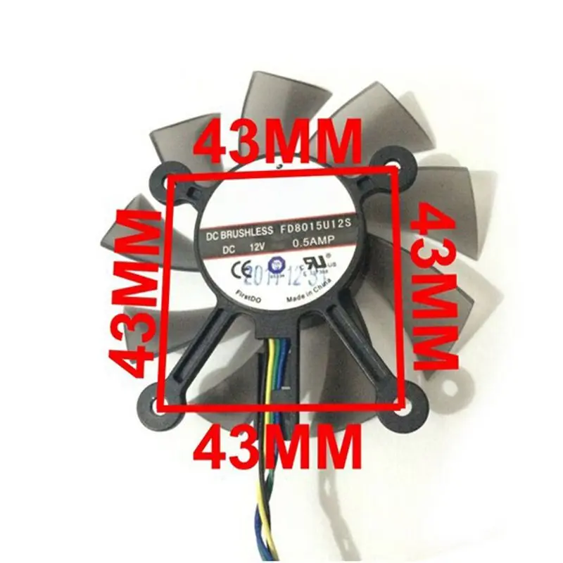 75MM FD8015U12S DC12V 0.5A 4PIN พัดลมคูลเลอร์สำหรับ 560 GTX550Ti HD7850 การ์ด GPU LX9A