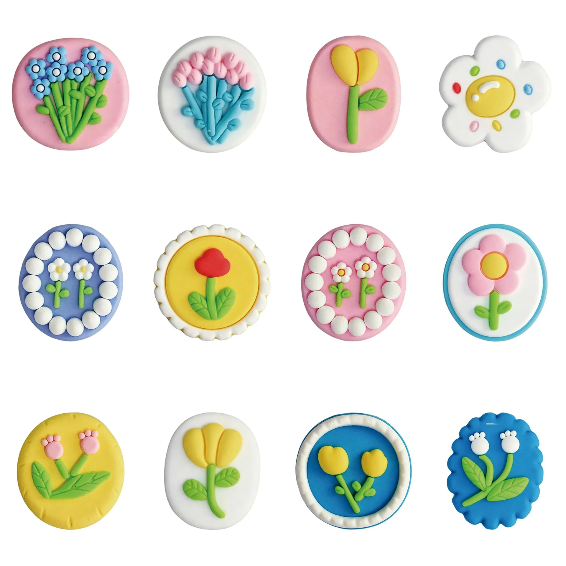 Cute Floral Flower Shoe Charms, Soft PVC Rubber Decorations, Colorful Tulip Daisy Pattern, DIY Ornaments for Garden Hole Sandals
