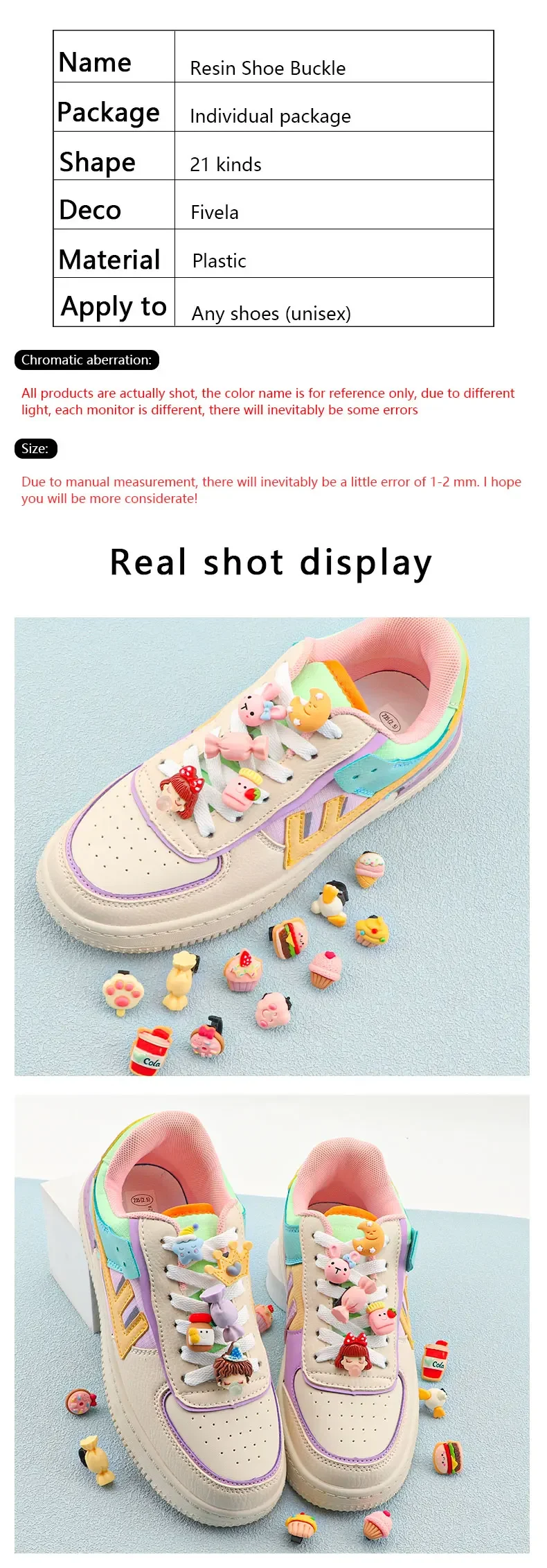 Schnürsenkel Dekoration Clips Schnürsenkel Schnalle Cartoon Krone Kuchen Süßigkeiten Macaron Farbe Schuhe Zubehör für Mädchen Kinder 1PCS – Detail 4
