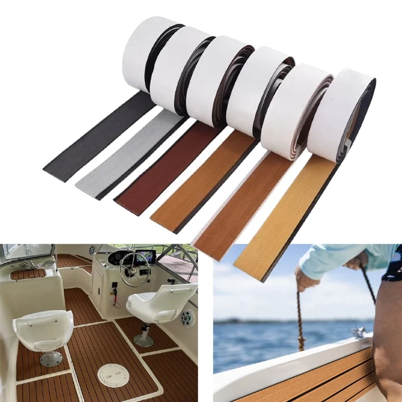 Boat Flooring EVA Foam Decking Sheet Synthetic Pad Faux Teak Marine Mat Non-Slip Single Self-Adhesive Stripe for Motorboat Yacht