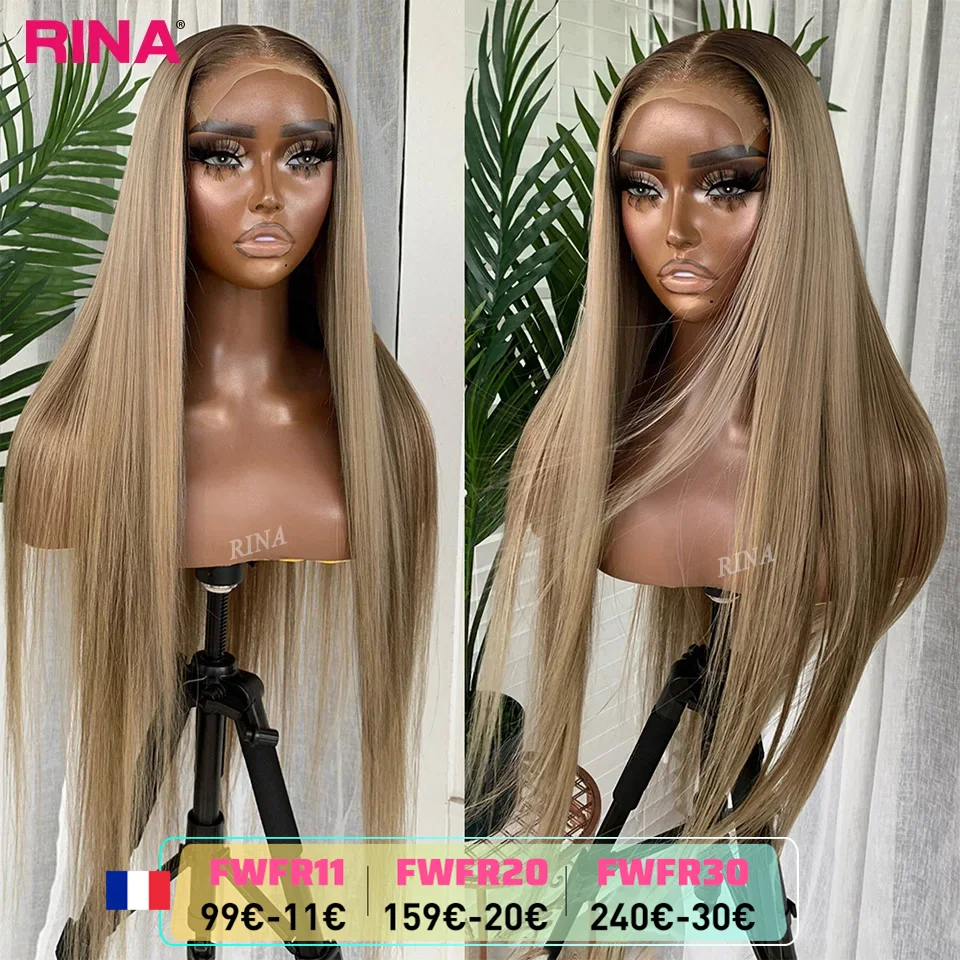 Ombre Blonde 13X6 13X4 Transparent Dentelle Frontale Perruque Droite Blonde avec 1B Racines Perruque Cheveux Humains Avant de Lacet Perruque 5X5 Fermeture Perruque