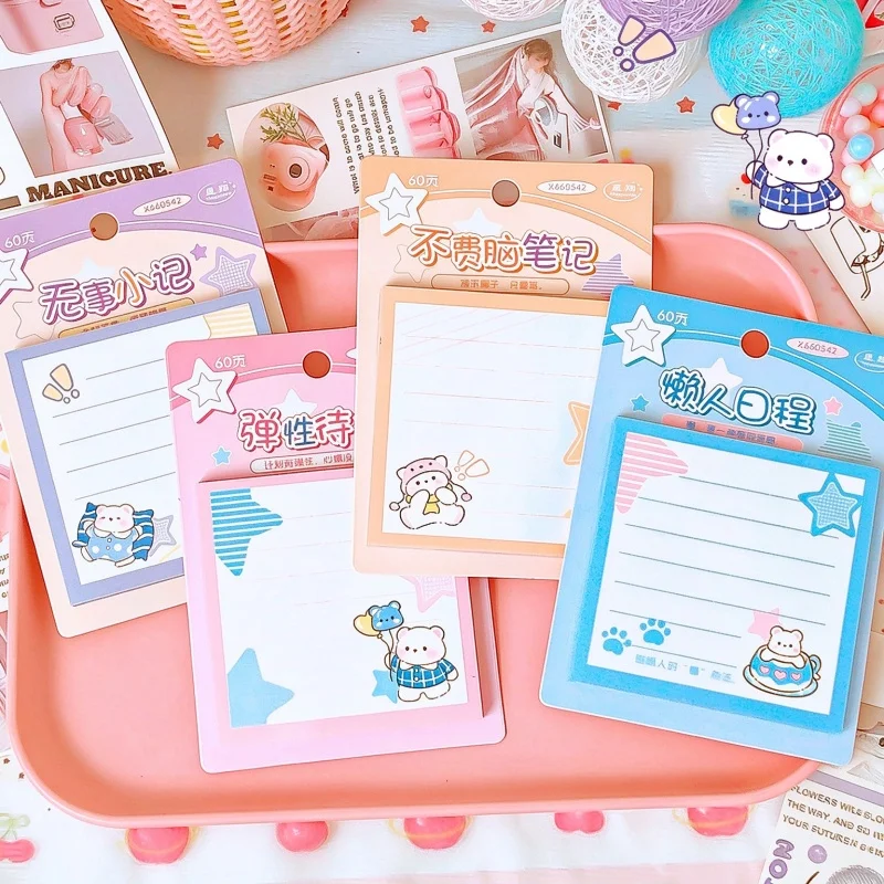 24pcs/lot Kawaii Bear Memo Pad Sticky Notes Cute N Times Stationery Label Notepad Bookmark Post School Supply