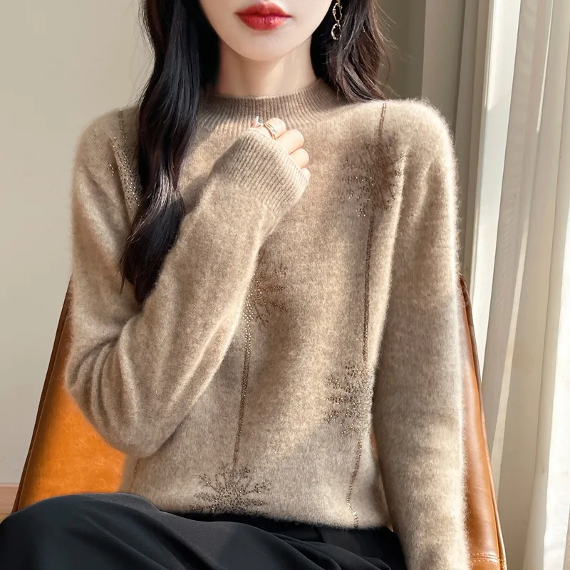 秋のレディースセーター、冬の長袖プルオーバー、女性用ベーシックソフトトップス、女性服、カジュアルニットウェア