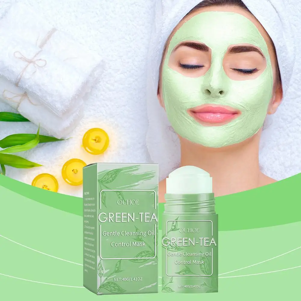 Green Tea Face Deep Cleaning Mud Solid Oil Control Smearing Mud Film Dispel Acne Blemish Mark Remove Blackhead Acne