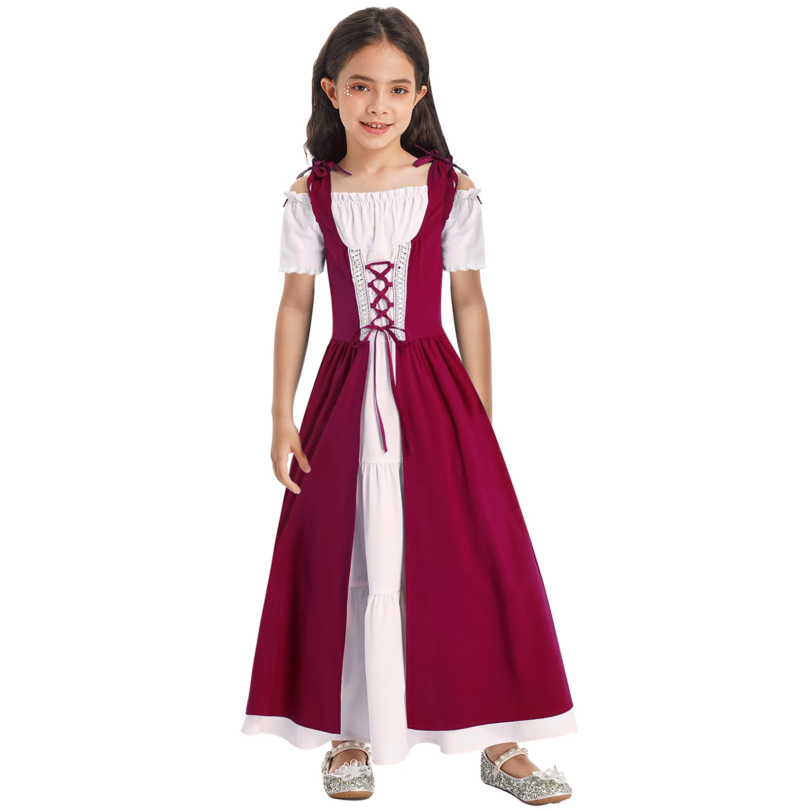 Girls Dress Historical Medieval Renaissance Gown Cosplay Costumes Dancing Robe Victorian Maxi Dress Performance Clothes