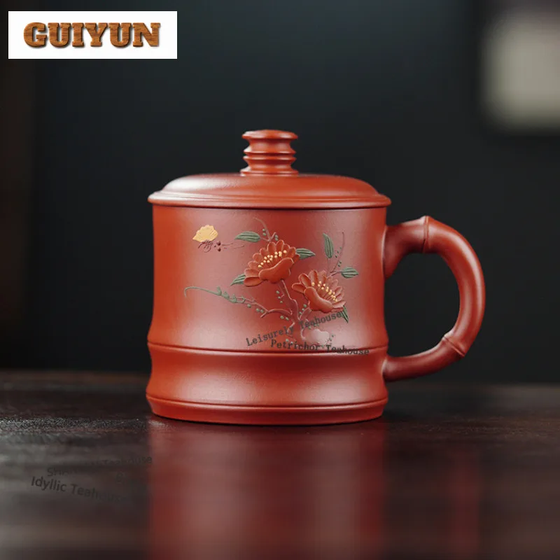 310ml Yixing Purple Clay Love Of Butterfly Coffee Mug Latte Cereal Mug Afternoon Tea Mug Master Office Water Cup Tea Items Craft