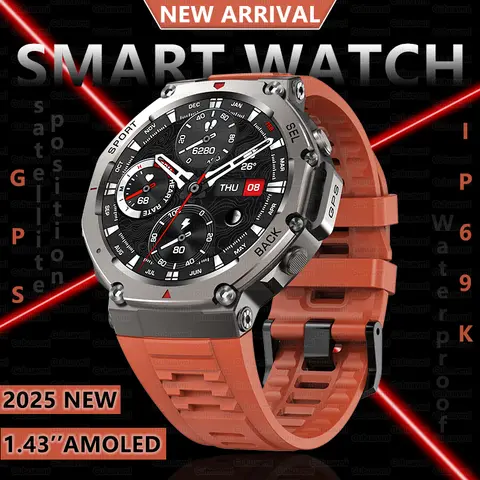 정확한 GPS 스마트 시계 5 ATM 방수 내장 듀얼 밴드 GNSS 나침반 군사 스포츠 Smartwatch Men 2025 Xiaomi IOS의 새로운 기능