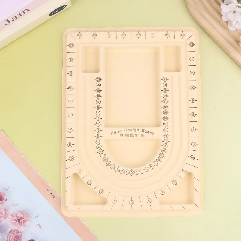 U-förmige Perlen-Designplatte mit Skala, rutschfeste Schmuckherstellungsauslage, DIY-Perlenlayoutplatte für Armbänder, Halsketten und Bastelarbeiten – Detail 4