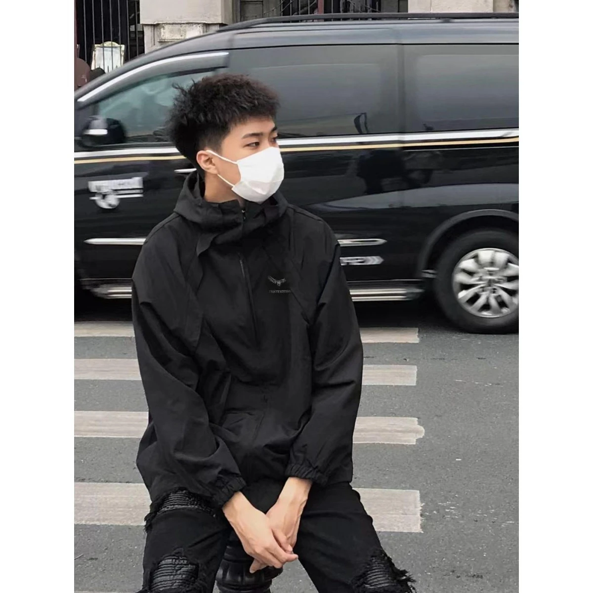 

Casual Spring Autumn Men's Jaet Loose Fit Harajuku Sle High Street Trend Korean Version Hong Kong Sle Long Sve Coat