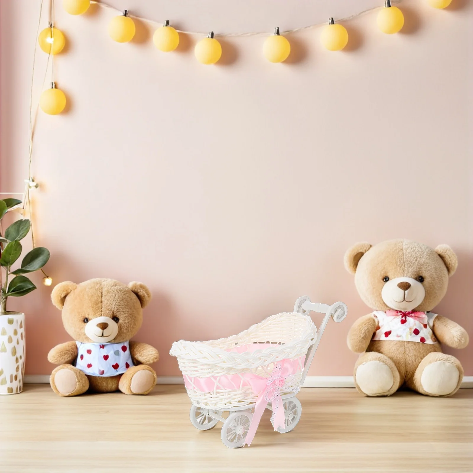 Cesta tejida de mimbre de imitación, soporte de almacenamiento de regalo pequeño con forma de carrito para Baby Shower, recuerdo de fiesta de boda, dulces, frutas secas, 3 uds.
