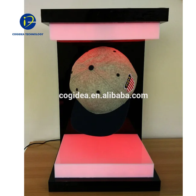 Magnetic Levitation Magnet Floating Cap Display Stand With Led Light Color Changed