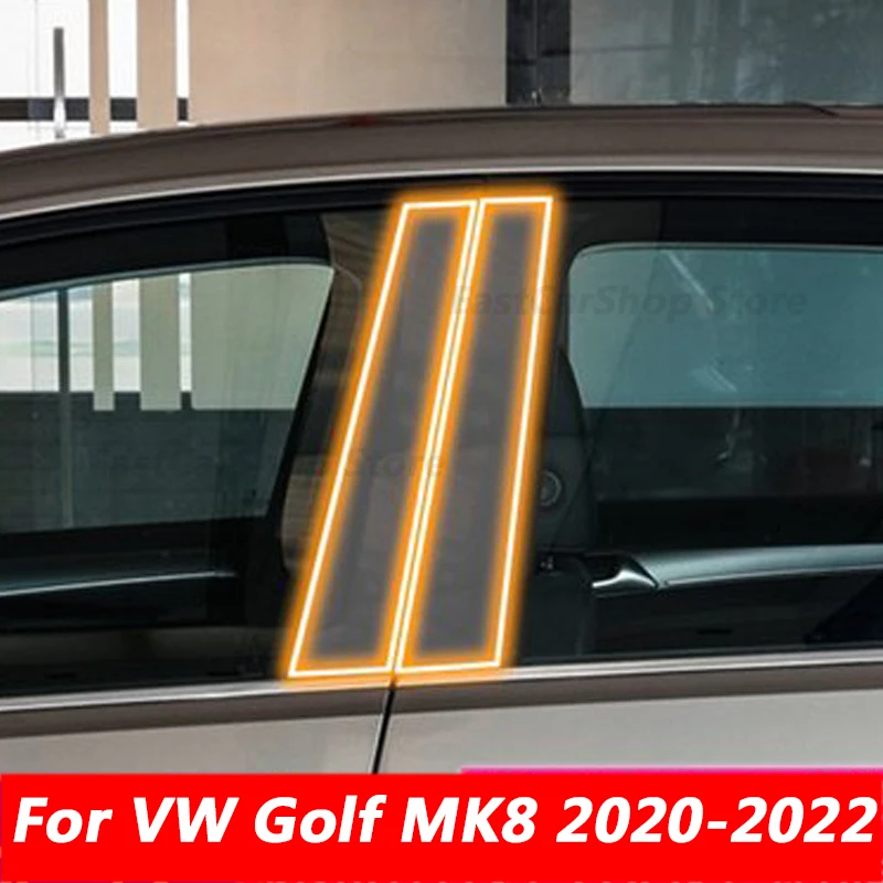 For Volkswagen VW Golf 8 MK8 2021 2022 Car TPU Window Column Protection Film Cover Middle Pillar Protection Transparent Sticker