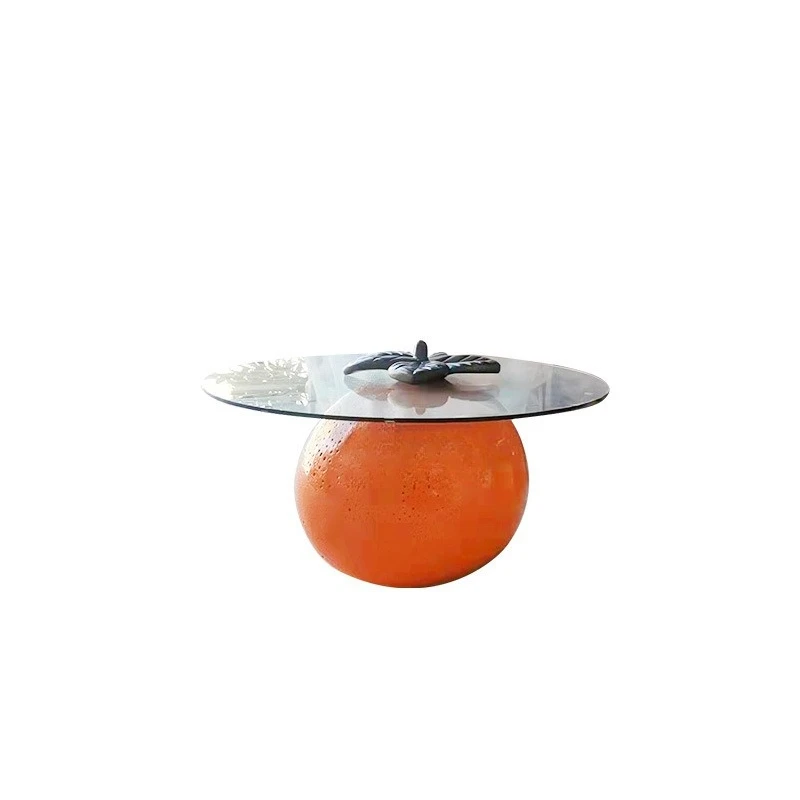 

Modern light luxury designer creative fiberglass orange shape coffee table living room household small apartment round