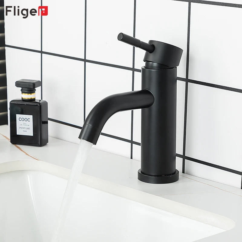 Fliger Basin Faucet Black Gold Bathroom Sink Faucet Hot Cold Water Mixer Faucet Bathroom Washbasin Faucet grifos de lavabo