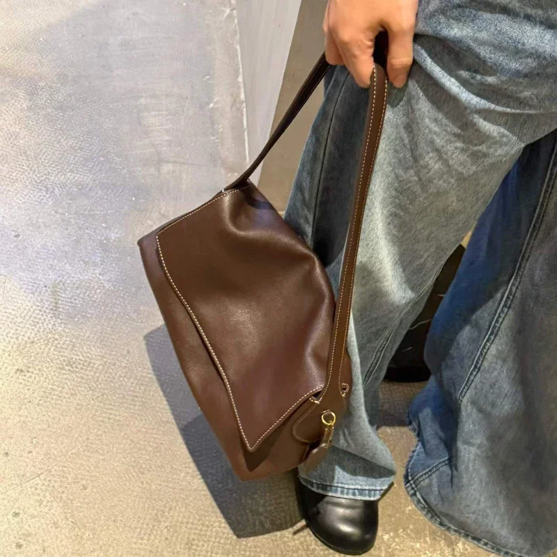 2026 Brand Designer Concise Fashion Flap Shoulder Bags Women Genuine Leather Elegant Large-capacity Handbag Ladies