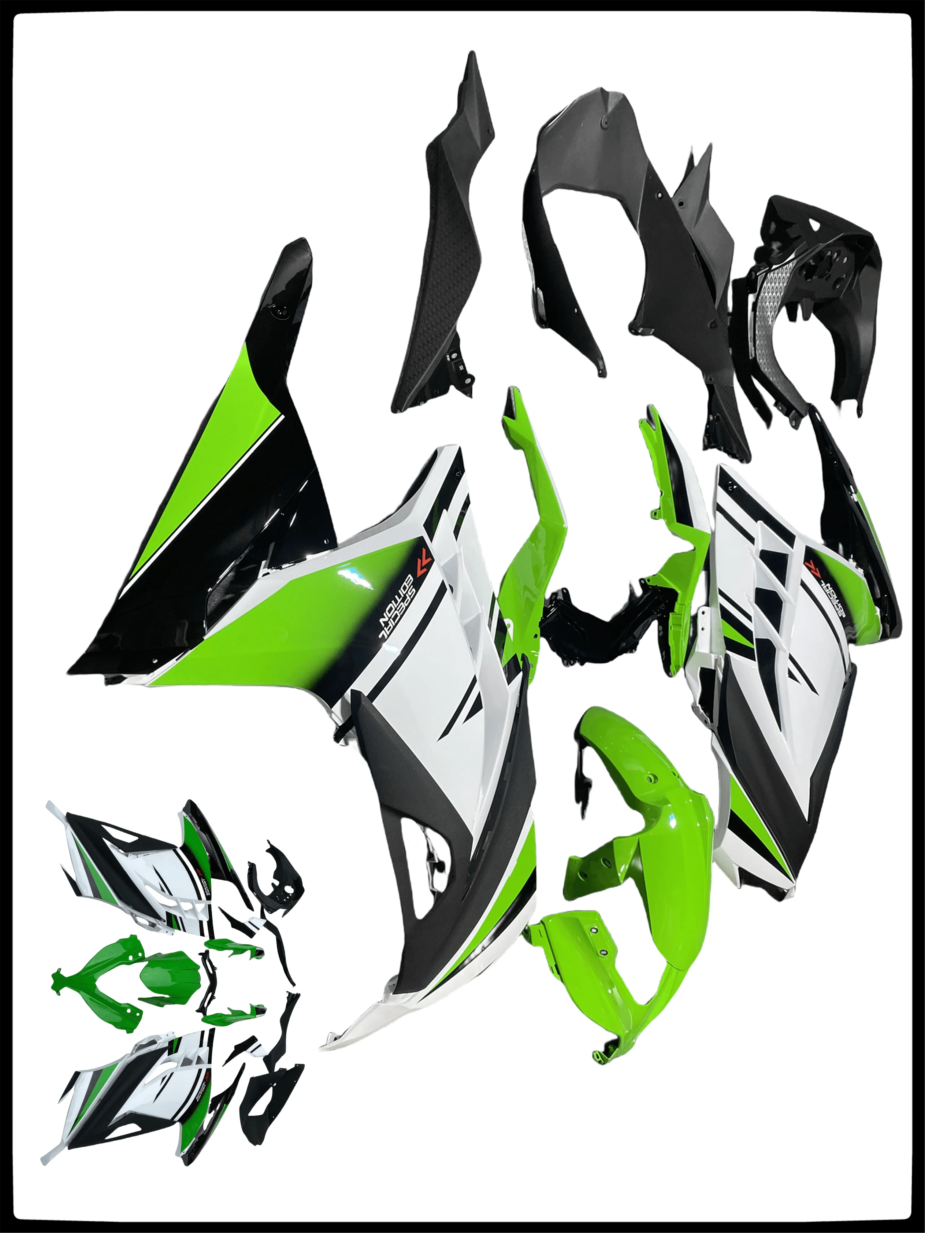

Комплект обтекателя мотоцикла подходит для Kawasaki Ninja 250 Ninja 300 13-17 лет EX250 EX300 2013 2014 2015-2017 обтекатель зеленый черный
