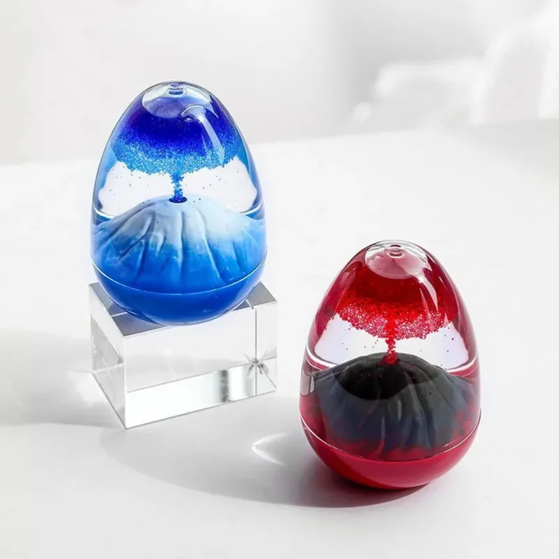 

Eggshell-Style Volcanic Eruption Ornament Floating Sand Simulation in Acrylic Crystal Liquid Hourglass Format