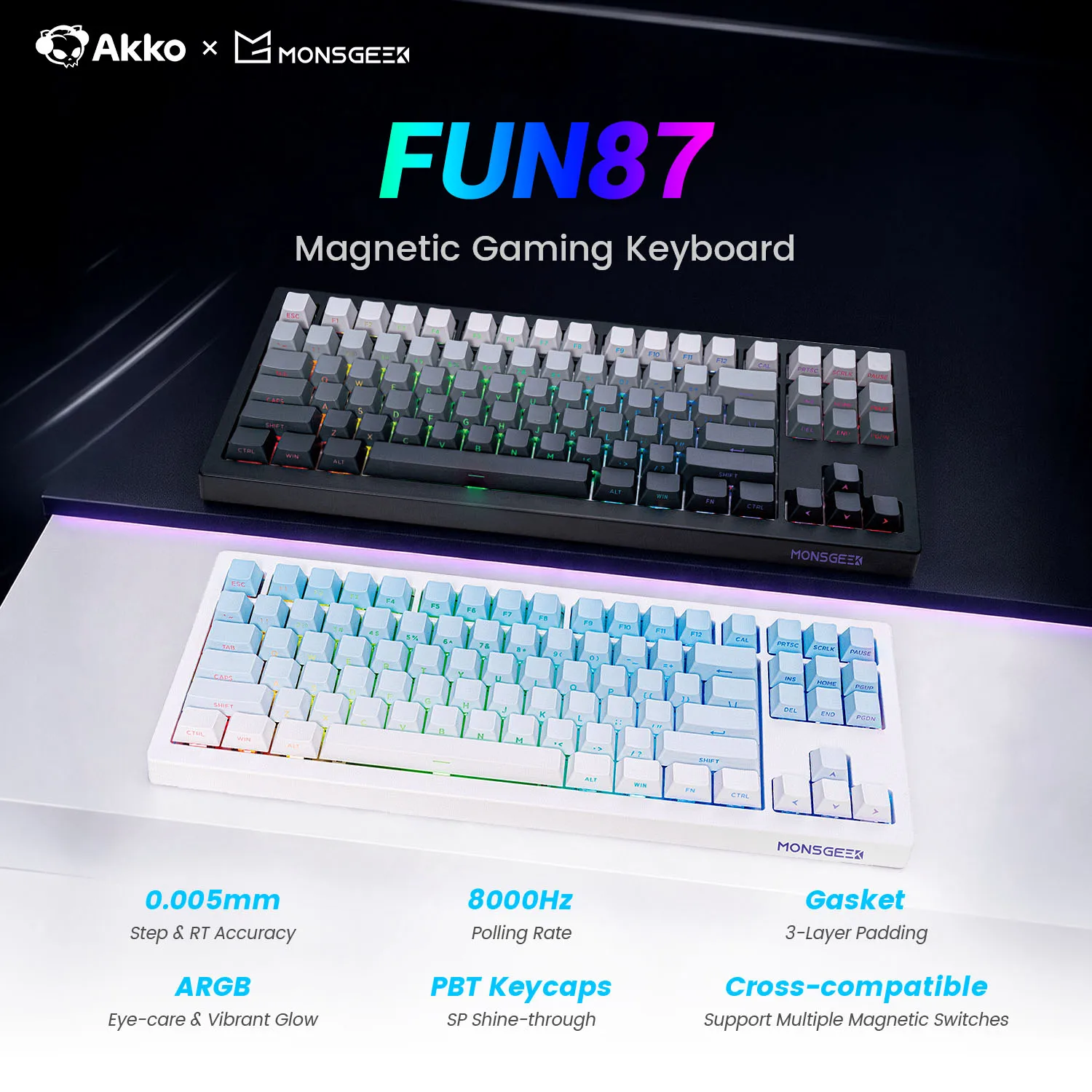 【¥6,944】Akko x Monsgeek FUN87 HE キーボード ブルー-アリエク特価アラート