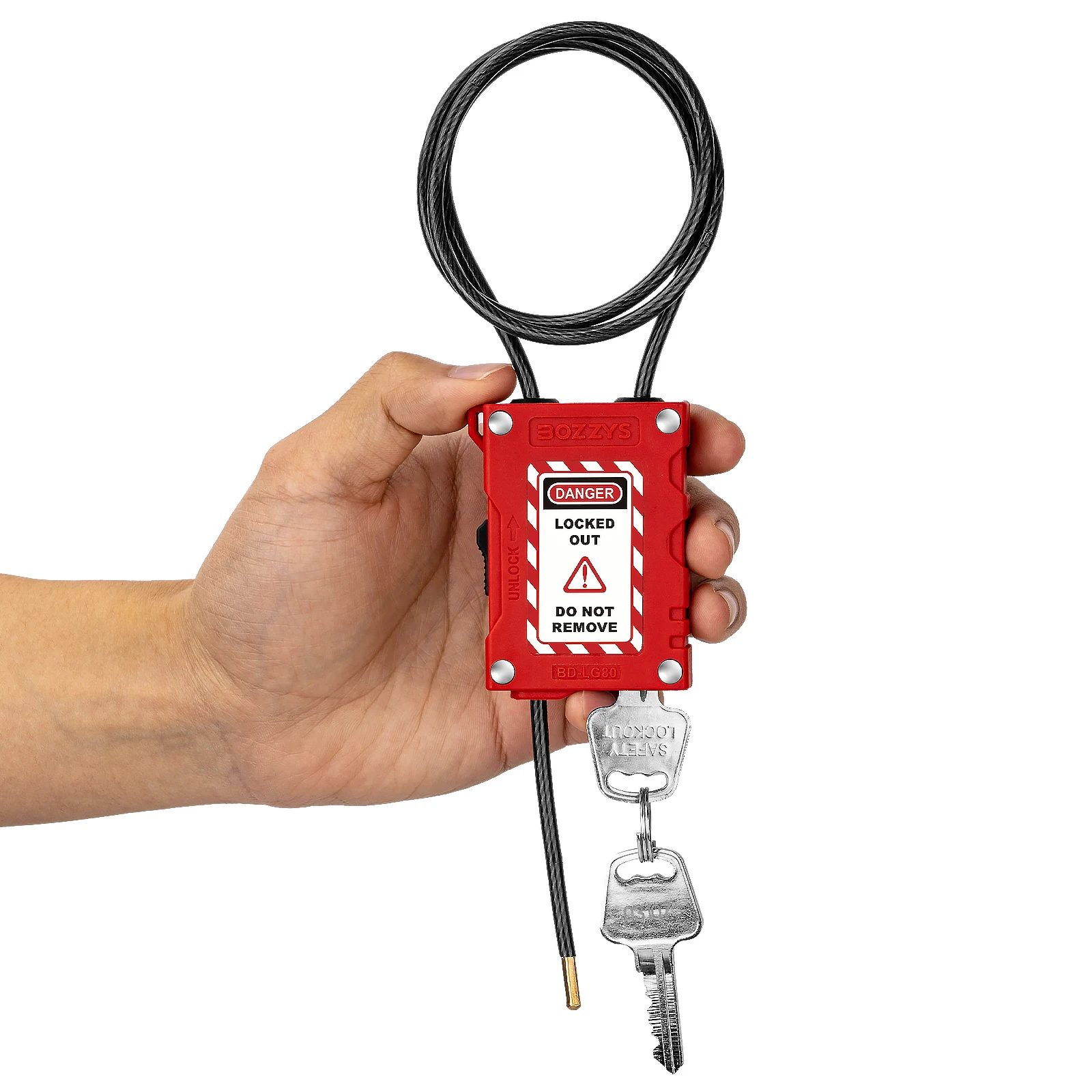 BOZZYS Lockout Tagout Adjustable Cable Padlock with 4MM Diameter Cable for Warning and Overhaul of Industrial Equipment