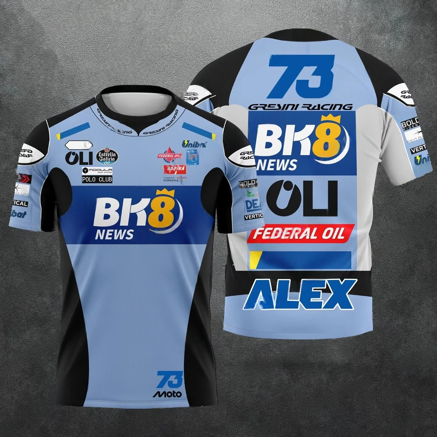 

New BK8 Álex Márquez No.73 # Extreme Sports Off Road Motorcycle T-shirt Summer Men's and Women's Casual Breathable Short Sleeve