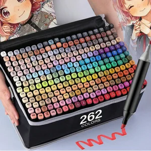 Dual Tip Permanent Alcohol Drawing Markers, Art Sketch Markers for illustration, school supplies, 24, 36, 48, 60, 80, 120, 168, 262 colors 11 Main Permanent Marker Sales - №6