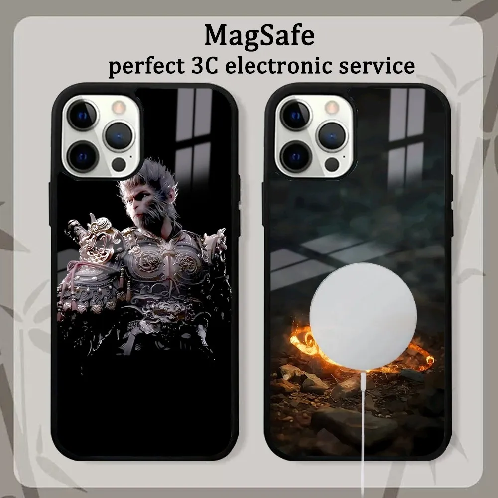 GAME B-Black M-Myth W-Wukong Phone Case For IPhone16 15 14 13 12 11 Pro Max Plus Mini Mirror Magnetic Cover