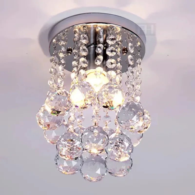 Modern Lustre A Big Crystal Ball Ceiling Silver/Gold Base Lamp E27/26 LED Lighting Home Decor Fixture Pendant Small Size