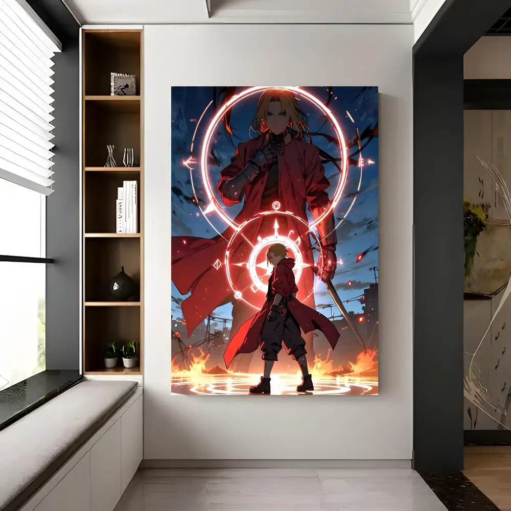Epic Anime F-Fullmetal Alchemist Edward Elric Poster Chic Visual Removable Wall Print Room Ornament for Bedroom & Dorm